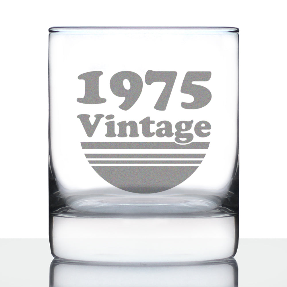 Vintage 1975 - Fun 51st Birthday Whiskey Rocks Glass Gifts for Men & Women Turning 51 - Retro Whisky Drinking Tumbler