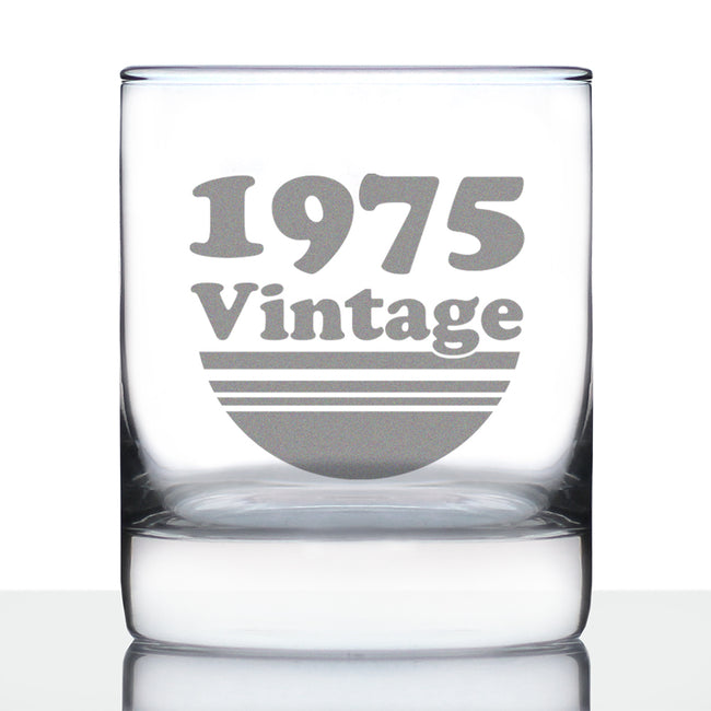 Vintage 1975 - Fun 51st Birthday Whiskey Rocks Glass Gifts for Men & Women Turning 51 - Retro Whisky Drinking Tumbler