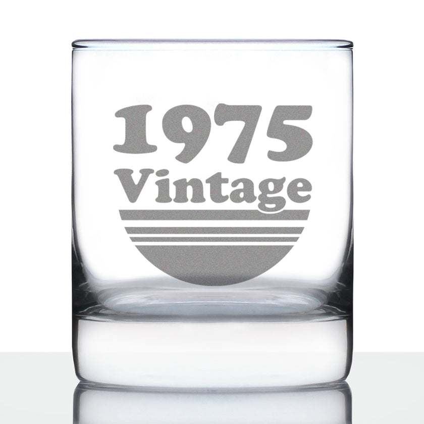 Vintage 1975 - Fun 51st Birthday Whiskey Rocks Glass Gifts for Men & Women Turning 51 - Retro Whisky Drinking Tumbler