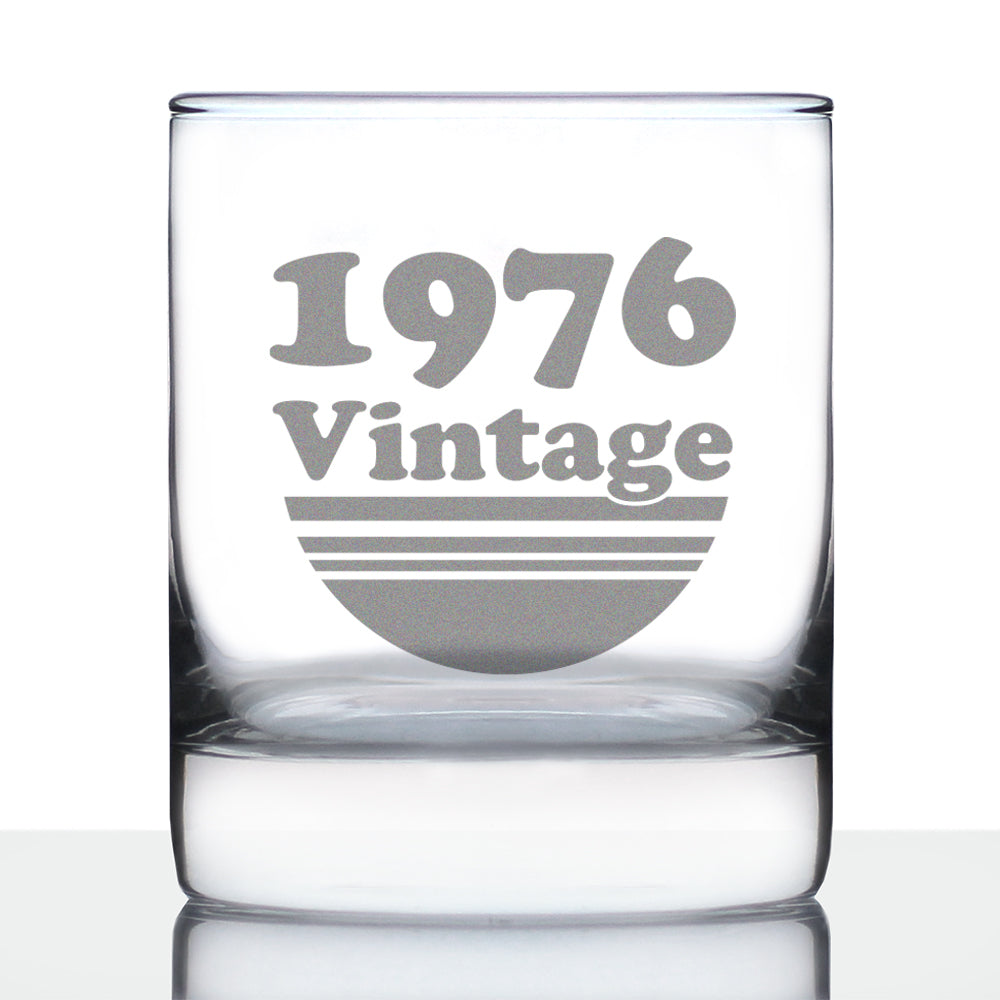 Vintage 1976 - Fun 50th Birthday Whiskey Rocks Glass Gifts for Men & Women Turning 50 - Retro Whisky Drinking Tumbler
