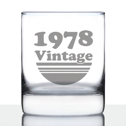 Vintage 1978 - Fun 48th Birthday Whiskey Rocks Glass Gifts for Men & Women Turning 48 - Retro Whisky Drinking Tumbler