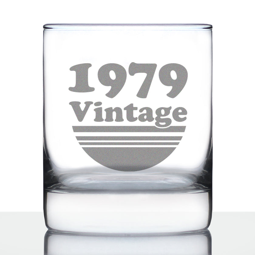 Vintage 1979 - Fun 47th Birthday Whiskey Rocks Glass Gifts for Men & Women Turning 47 - Retro Whisky Drinking Tumbler