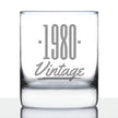 Vintage 1980 - 46th Birthday Rocks Glass, Fun Bday Gift for Men and Women Turning 46, Old Fashioned Glass 10 Ounce Size