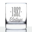Vintage 1982 - Fun 44th Birthday Whiskey Rocks Glass Gifts for Men & Women Turning 44 - Retro Whisky Drinking Tumbler