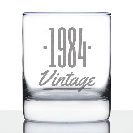 Vintage 1984 - Fun 42nd Birthday Whiskey Rocks Glass Gifts for Men & Women Turning 42 - Retro Whisky Drinking Tumbler