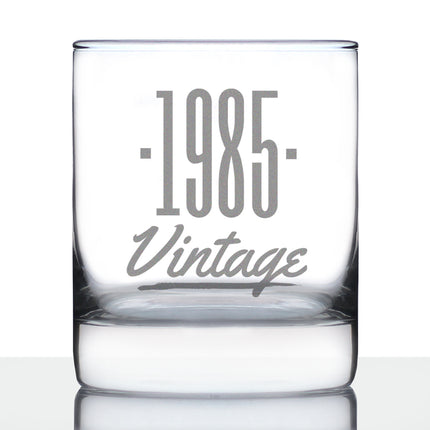 Vintage 1985 - 41st Birthday Rocks Glass, Fun Bday Gift for Men and Women Turning 41, Old Fashioned Glass 10 Ounce Size