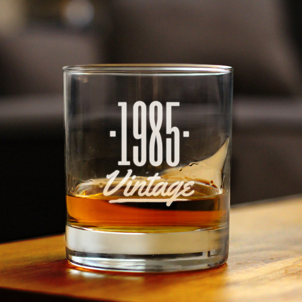 Vintage 1985 - 40th Birthday Rocks Glass, Fun Bday Gift for Men and Women Turning 40, Old Fashioned Glass 10 Ounce Size