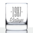 Vintage 1987 - Fun 39th Birthday Whiskey Rocks Glass Gifts for Men & Women Turning 39 - Retro Whisky Drinking Tumbler
