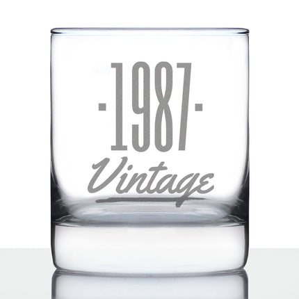 Vintage 1987 - Fun 39th Birthday Whiskey Rocks Glass Gifts for Men & Women Turning 39 - Retro Whisky Drinking Tumbler