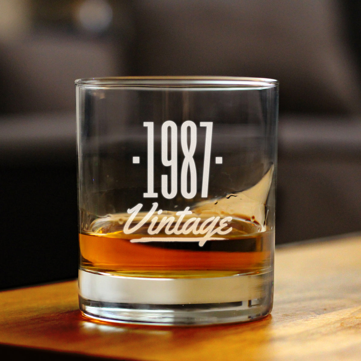Vintage 1987 - Fun 37th Birthday Whiskey Rocks Glass Gifts for Men &amp; Women Turning 37 - Retro Whisky Drinking Tumbler