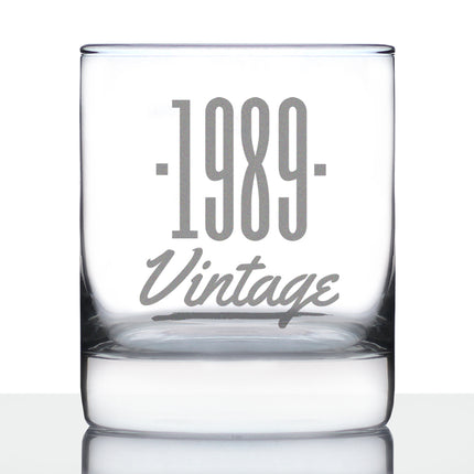 Vintage 1989 - Fun 37th Birthday Whiskey Rocks Glass Gifts for Men & Women Turning 37 - Retro Whisky Drinking Tumbler