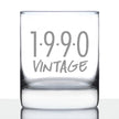 Vintage 1990 - Fun 36th Birthday Whiskey Rocks Glass Gifts for Men & Women Turning 36 - Retro Whisky Drinking Tumbler