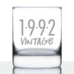 Vintage 1992 - 34th Birthday Rocks Glass, Fun Bday Gift for Men and Women Turning 34, Old Fashioned Glass 10 Ounce Size