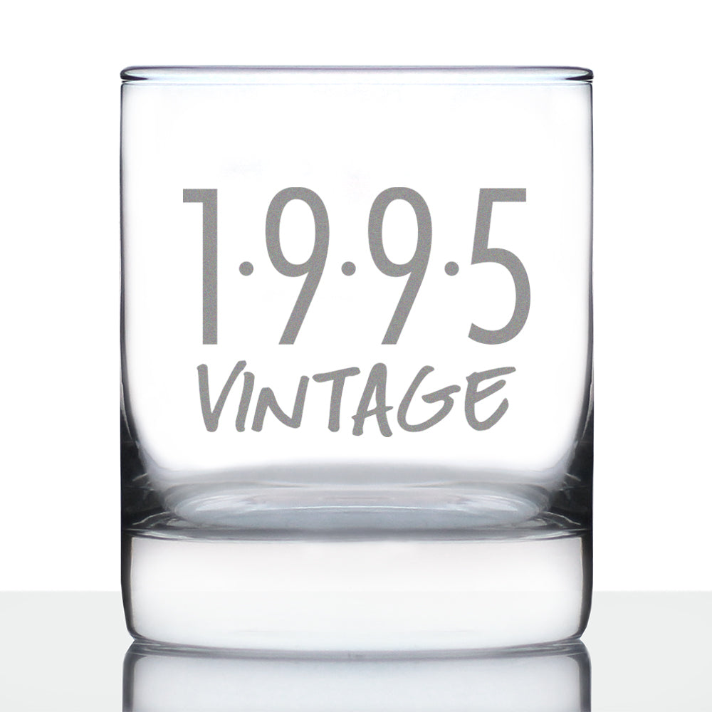 Vintage 1995 - 31st Birthday Rocks Glass, Fun Bday Gift for Men and Women Turning 31, Old Fashioned Glass 10 Ounce Size