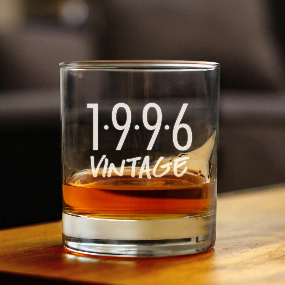 Vintage 1996 - Fun 27th Birthday Whiskey Rocks Glass Gifts for Men &amp; Women Turning 27 - Retro Whisky Drinking Tumbler