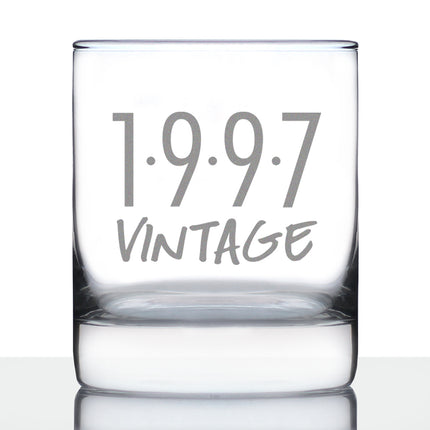 Vintage 1997 - Fun 29th Birthday Whiskey Rocks Glass Gifts for Men & Women Turning 29 - Retro Whisky Drinking Tumbler