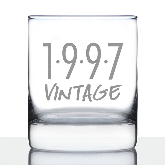 Vintage 1997 - Fun 29th Birthday Whiskey Rocks Glass Gifts for Men & Women Turning 29 - Retro Whisky Drinking Tumbler