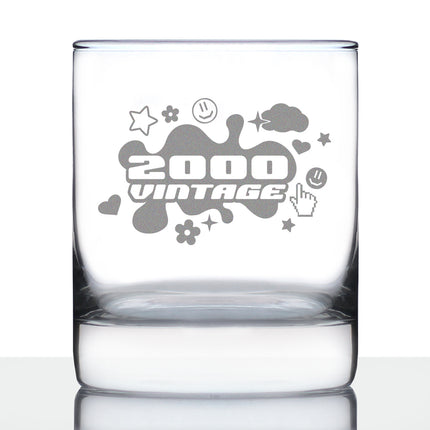Vintage 2000 - Fun 26th Birthday Whiskey Rocks Glass Gifts for Men & Women Turning 26 - 10.25 Oz Whisky Tumbler Glasses
