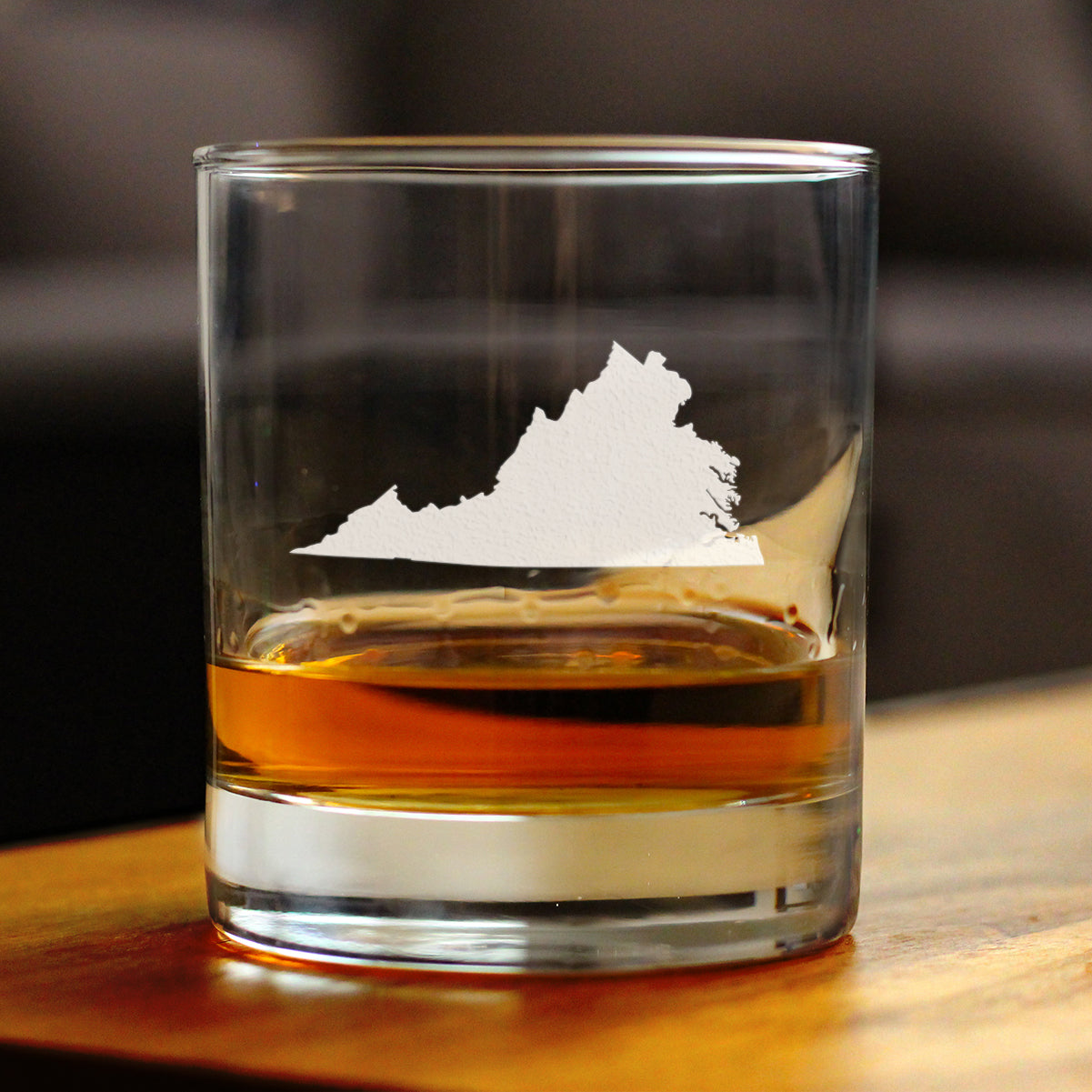 Virginia State Outline Whiskey Rocks Glass - State Themed Drinking Decor and Gifts for Virginian Women & Men - 10.25 Oz Whisky Tumbler Glasses