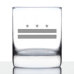 Washington DC Flag Whiskey Rocks Glass - State Themed Drinking Decor and Gifts for Washingtonian Women & Men - 10.25 Oz Whisky Tumbler Glasses