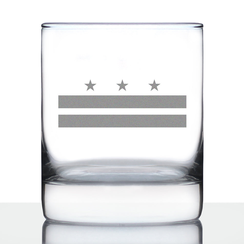 Washington DC Flag Whiskey Rocks Glass - State Themed Drinking Decor and Gifts for Washingtonian Women &amp; Men - 10.25 Oz Whisky Tumbler Glasses