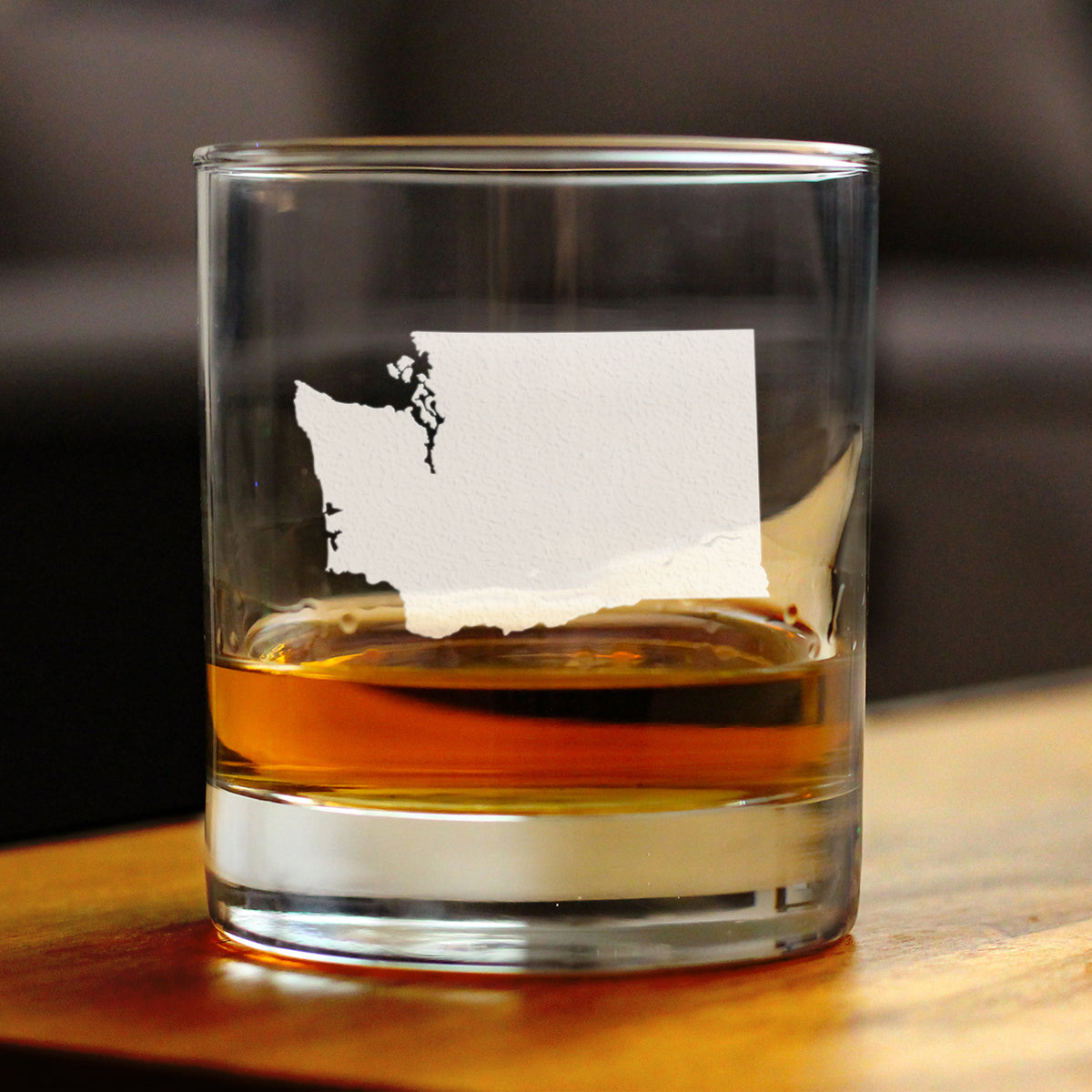 Washington State Outline Whiskey Rocks Glass - State Themed Drinking Decor and Gifts for Washingtonian Women &amp; Men - 10.25 Oz Whisky Tumbler Glasses