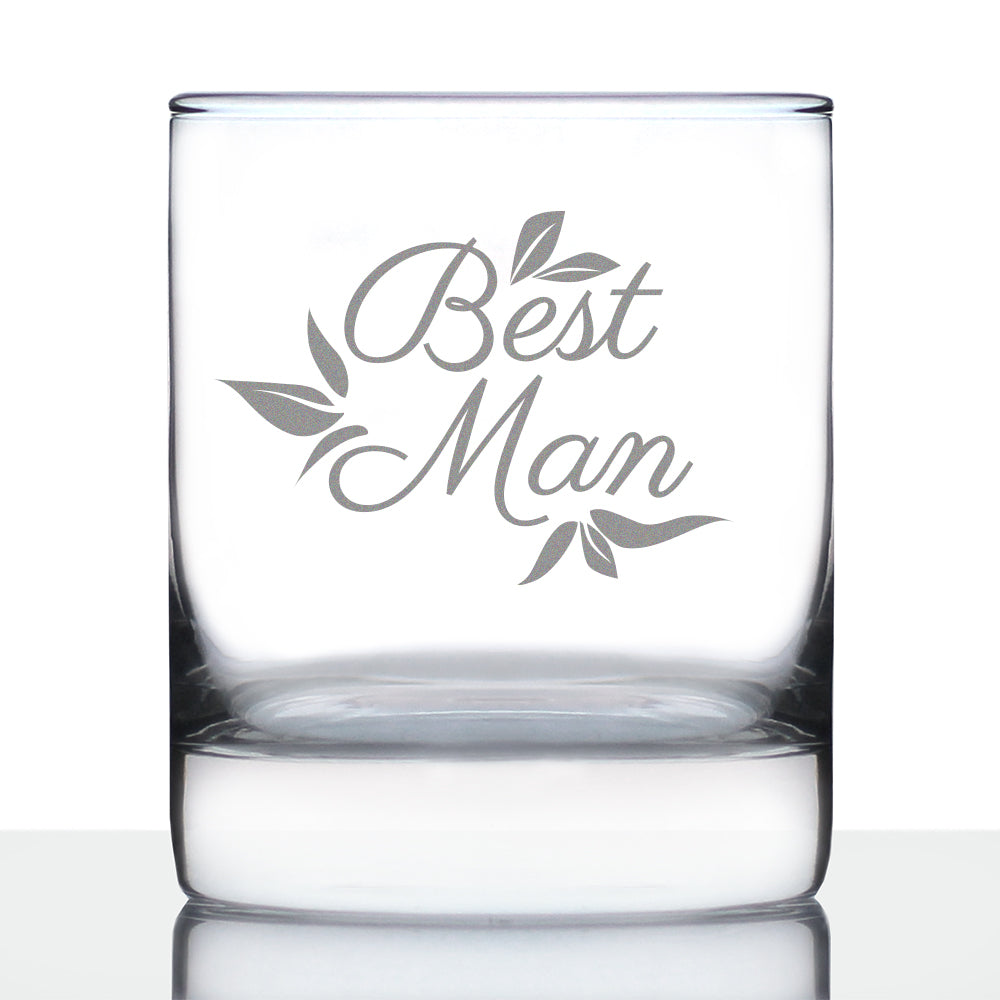 Best Man Old Fashioned Rocks Glass - Groomsmen Proposal Gifts - Unique Engraved Wedding Cup Gift