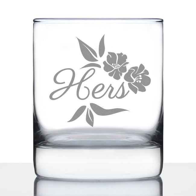 Hers Old Fashioned Rocks Glass - Unique Wedding Gift for Bride - Cute Engraved Wedding Cup Gift