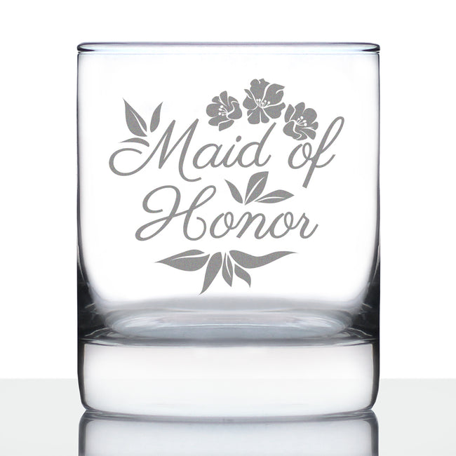 Maid of Honor Old Fashioned Rocks Glass - Maid of Honor Proposal Gifts - Unique Engraved Wedding Cup Gift