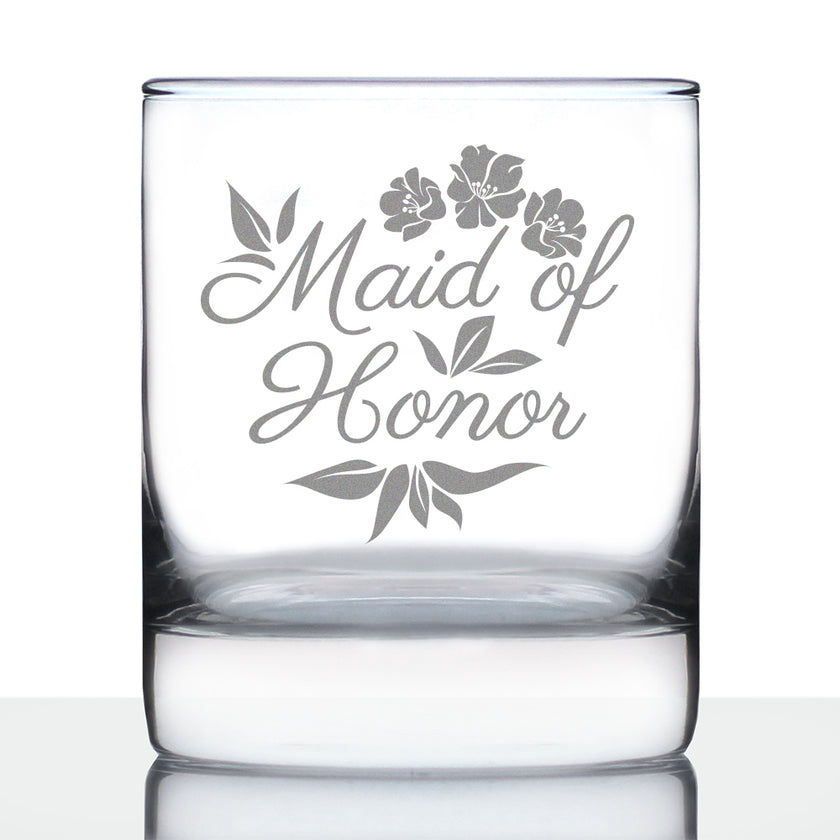 Maid of Honor Old Fashioned Rocks Glass - Maid of Honor Proposal Gifts - Unique Engraved Wedding Cup Gift