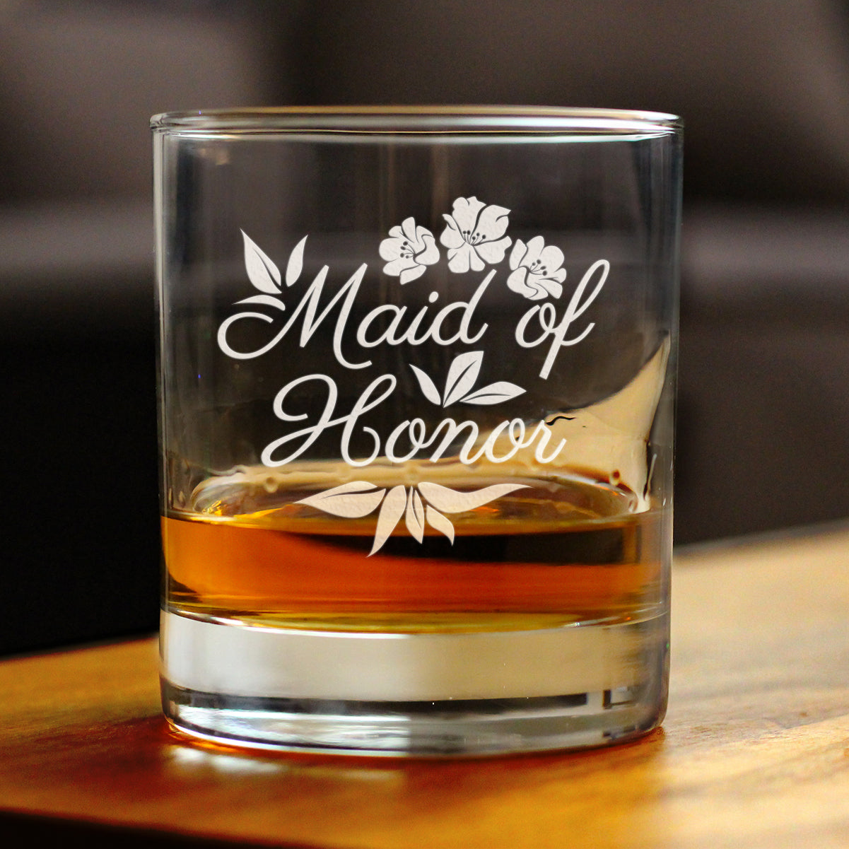 Maid of Honor Old Fashioned Rocks Glass - Maid of Honor Proposal Gifts - Unique Engraved Wedding Cup Gift