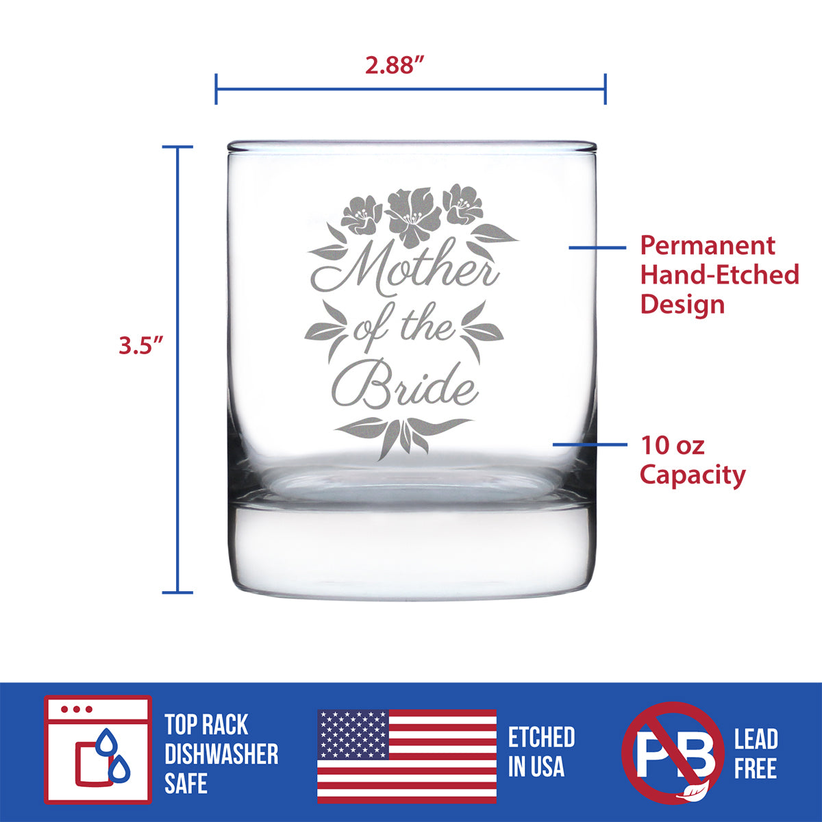Mother of the Bride Old Fashioned Rocks Glass - Unique Wedding Gift for Soon to Be Mother-in-Law - Cute Engraved Wedding Cup Gift