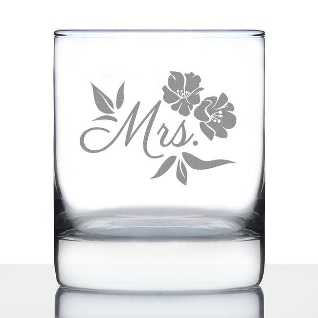 Mrs. Old Fashioned Rocks Glass - Unique Wedding Gift for Bride - Cute Engraved Wedding Cup Gift