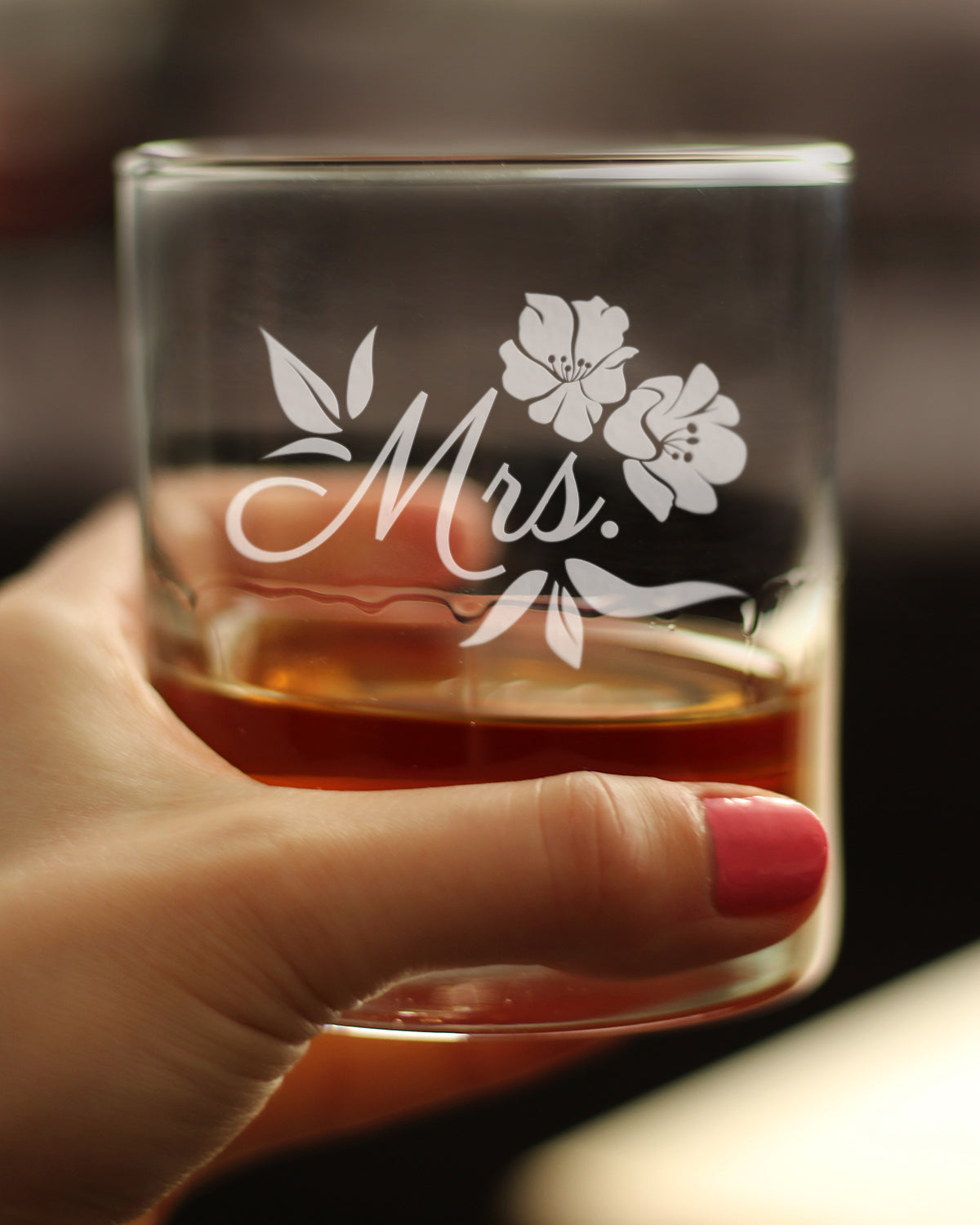 Mrs. Old Fashioned Rocks Glass - Unique Wedding Gift for Bride - Cute Engraved Wedding Cup Gift