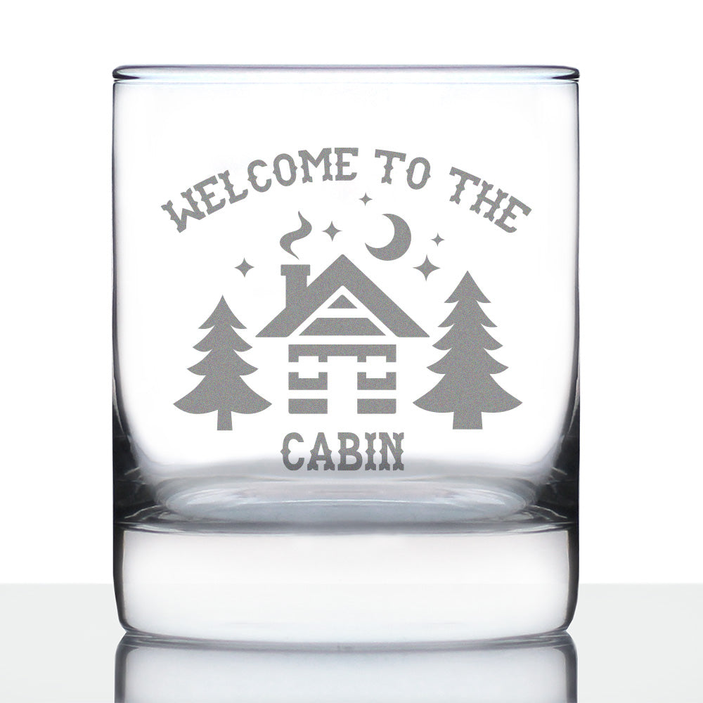 Welcome To The Cabin - Whiskey Rocks Glass Gifts - Rustic Themed Gifts and Cabin Decor Large - 10.25 Oz Glasses
