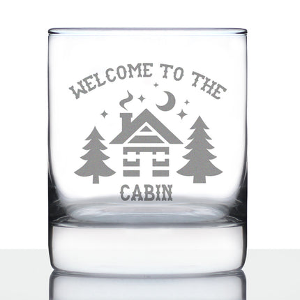 Welcome To The Cabin - Whiskey Rocks Glass Gifts - Rustic Themed Gifts and Cabin Decor Large - 10.25 Oz Glasses