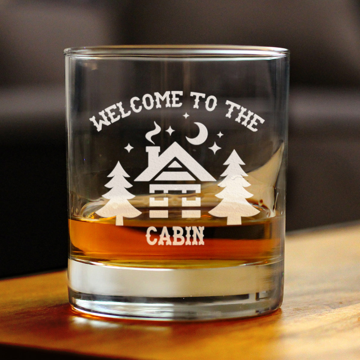 Welcome To The Cabin - Whiskey Rocks Glass Gifts - Rustic Themed Gifts and Cabin Decor Large - 10.25 Oz Glasses
