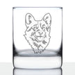 Corgi Face Whiskey Rocks Glass - Unique Dog Themed Decor and Gifts for Moms & Dads of Welsh Corgies - 10.25 Oz