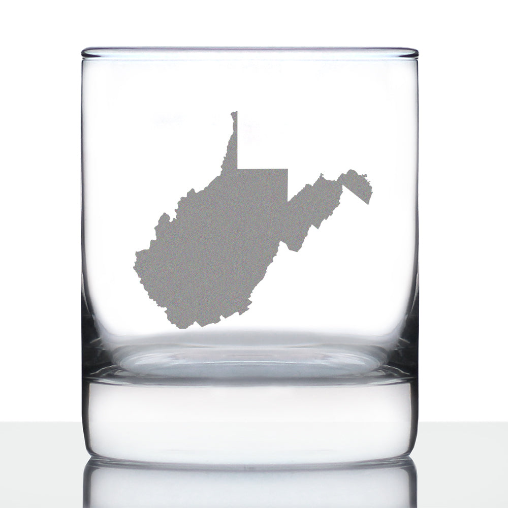 West Virginia State Outline Whiskey Rocks Glass - State Themed Drinking Decor and Gifts for West Virginian Women &amp; Men - 10.25 Oz Whisky Tumbler Glasses