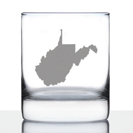 West Virginia State Outline Whiskey Rocks Glass - State Themed Drinking Decor and Gifts for West Virginian Women & Men - 10.25 Oz Whisky Tumbler Glasses