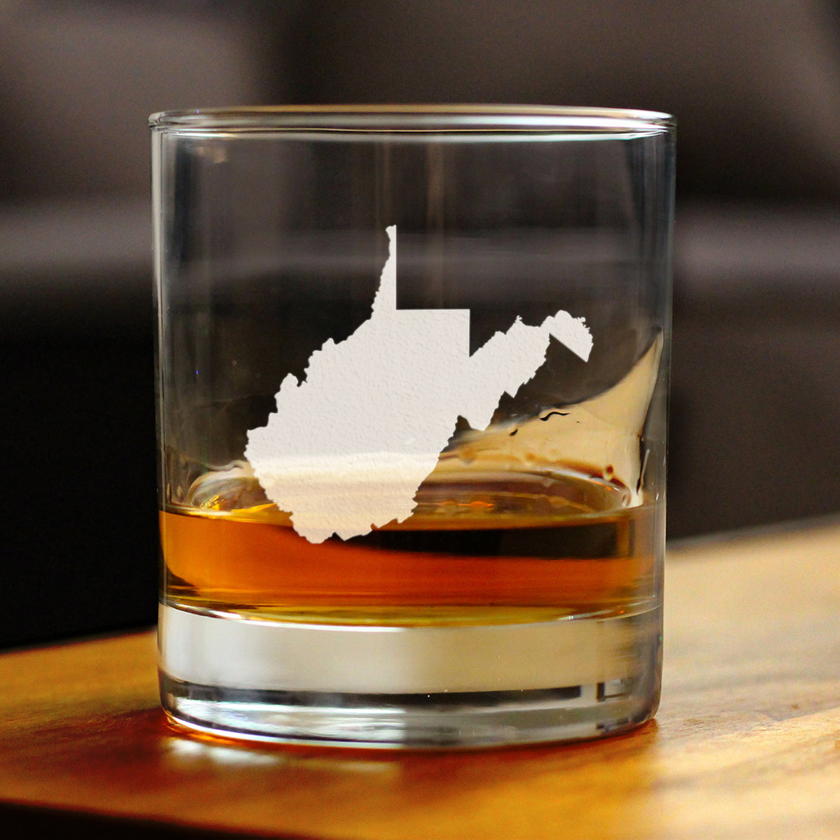 West Virginia State Outline Whiskey Rocks Glass - State Themed Drinking Decor and Gifts for West Virginian Women &amp; Men - 10.25 Oz Whisky Tumbler Glasses