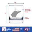 West Virginia State Outline Whiskey Rocks Glass - State Themed Drinking Decor and Gifts for West Virginian Women & Men - 10.25 Oz Whisky Tumbler Glasses