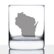 Wisconsin State Outline Whiskey Rocks Glass - State Themed Drinking Decor and Gifts for Wisconsinite Women & Men - 10.25 Oz Whisky Tumbler Glasses
