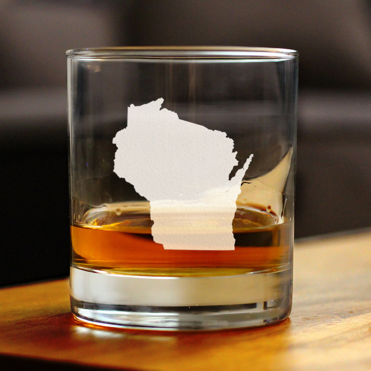 Wisconsin State Outline Whiskey Rocks Glass - State Themed Drinking Decor and Gifts for Wisconsinite Women &amp; Men - 10.25 Oz Whisky Tumbler Glasses