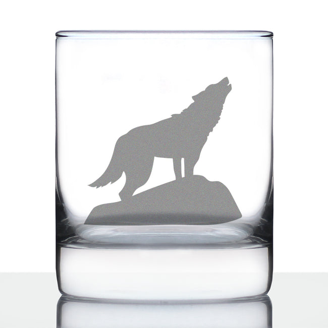 Wolf Whiskey Rocks Glass - Cabin Themed Gifts or Rustic Decor for Men and Women - Fun Whisky Drinking Tumbler - 10.25 oz