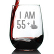 55 + 1 Middle Finger Funny Stemless Wine Glass, Large 17 Ounce Size, Etched Sayings, 56th Birthday Gift for Women Turning 56