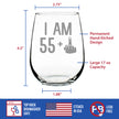 55 + 1 Middle Finger Funny Stemless Wine Glass, Large 17 Ounce Size, Etched Sayings, 56th Birthday Gift for Women Turning 56