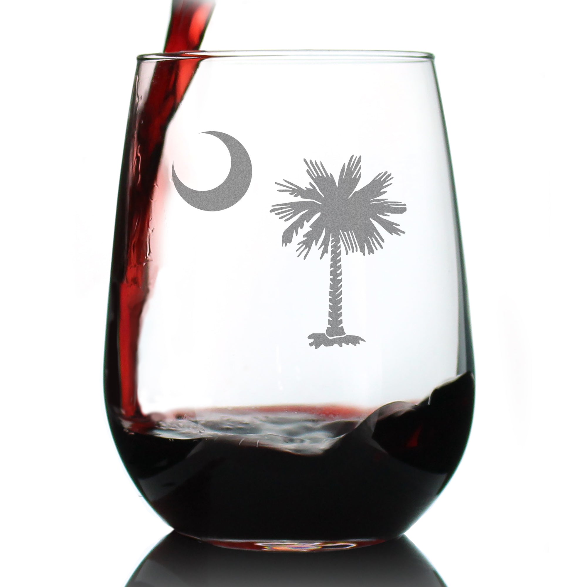 South Carolina Flag Stemless Wine Glass - State Themed Drinking Decor and Gifts for South Carolinian Women & Men - Large 17 Oz Glasses