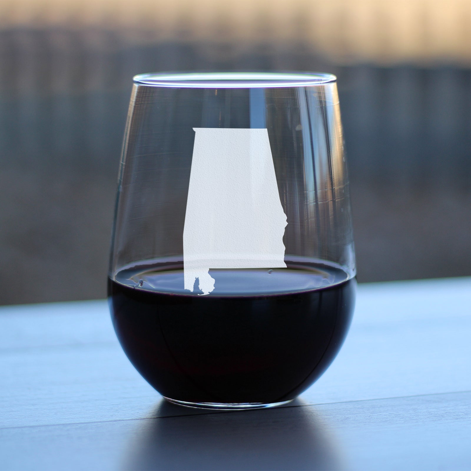 Alabama State Outline Stemless Wine Glass - State Themed Drinking Decor and Gifts for Alabaman Women & Men - Large 17 Oz Glasses