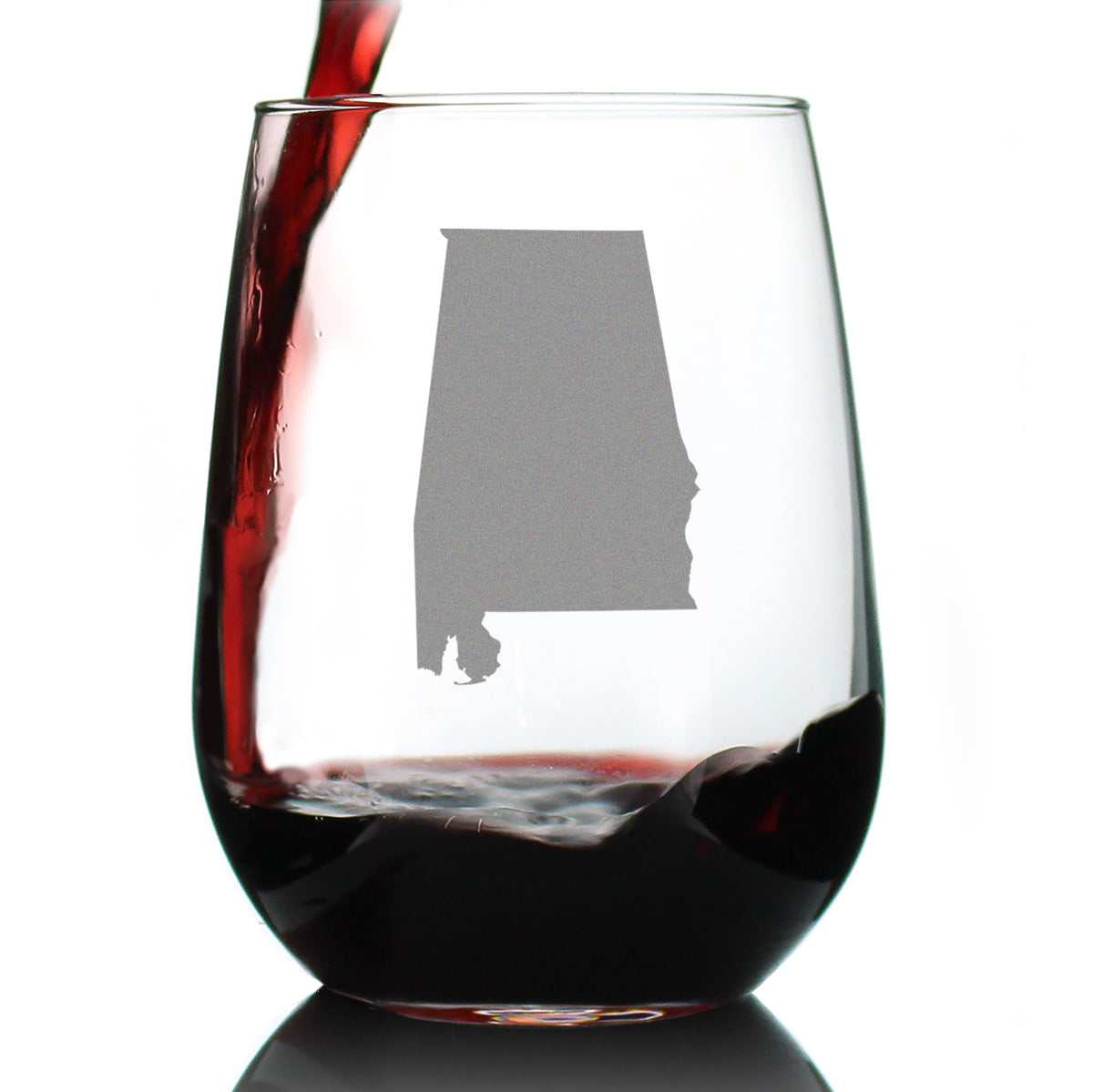 Alabama State Outline Stemless Wine Glass - State Themed Drinking Decor and Gifts for Alabaman Women &amp; Men - Large 17 Oz Glasses